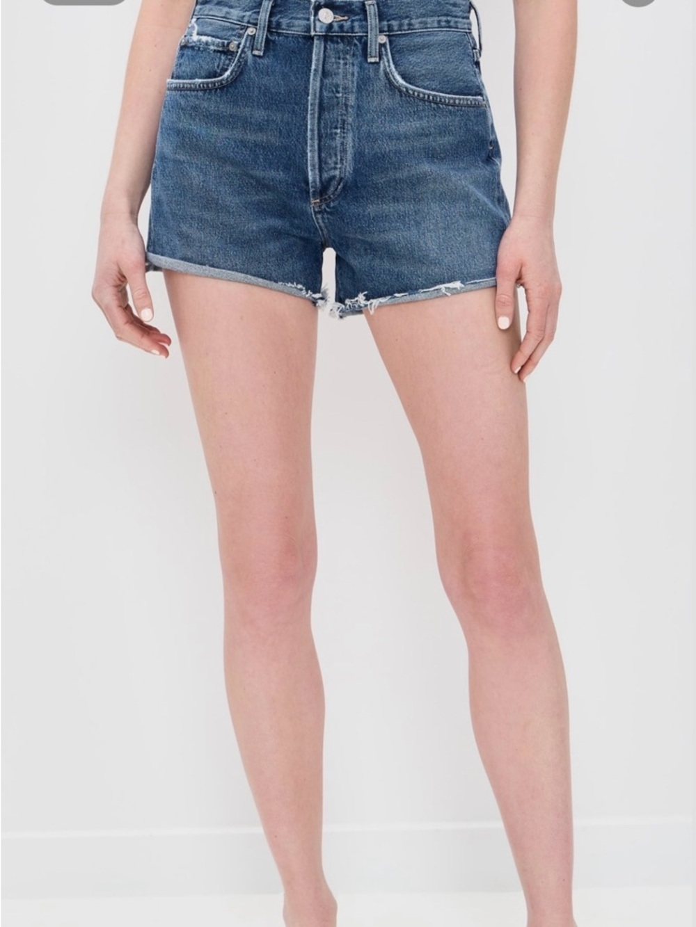 Citizens Of Humanity Marlow Easy Short -Dark Blue Button-Fly Denim Cutoff Shorts